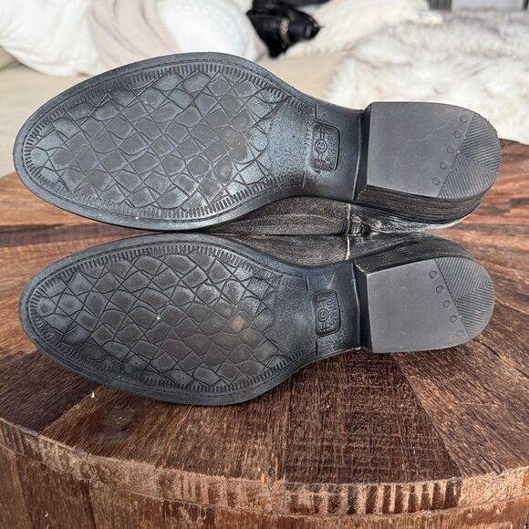 Circle G Black Corral Leather Distressed Studded Harness Belt Round Toe Booties - Picture 8 of 11